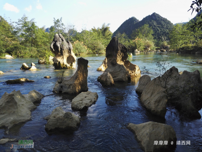 双桥流水，乱石小滩，靖西市岳圩镇下皿风景。 - 靖西网