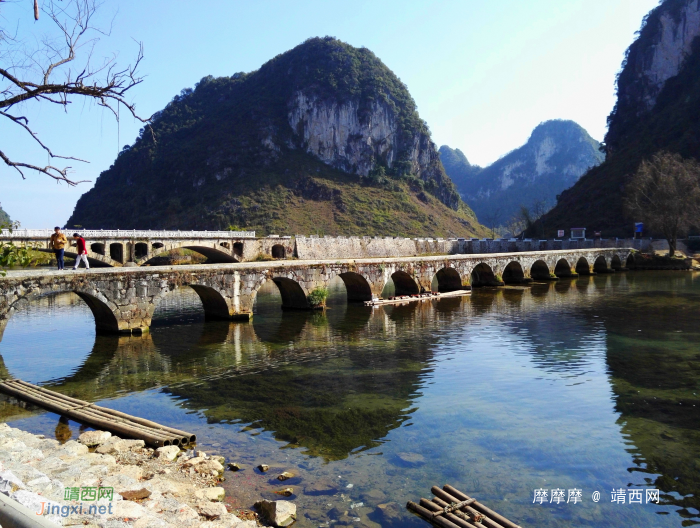 七点至八点，从右拍到左，靖西市鹅泉古桥晨景。 - 靖西网