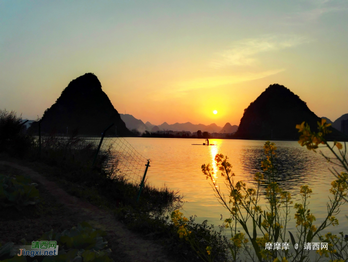 夕阳西下，靖西龙潭湖景色。 - 靖西网