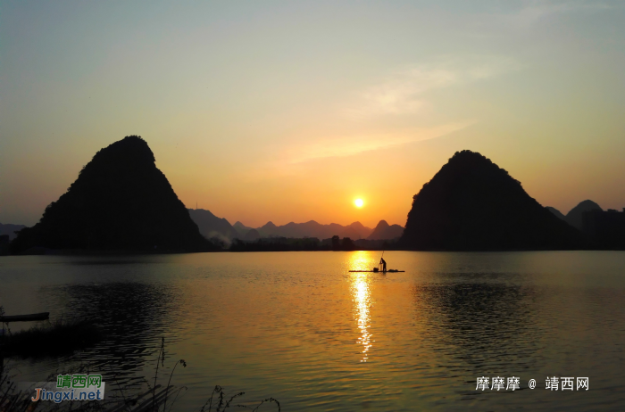 夕阳西下，靖西龙潭湖景色。 - 靖西网