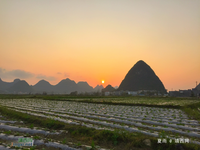 暮色苍茫起晚风，田园醉美夕阳红。 - 靖西网