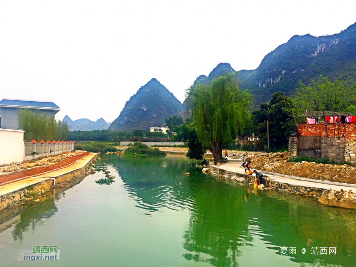 青山幽林春花，小桥流水人家，斜风细雨飘洒。悠然闲暇，垂钓杨柳. - 靖西网