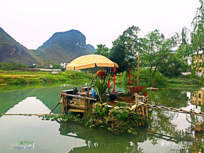 青山幽林春花，小桥流水人家，斜风细雨飘洒。悠然闲暇，垂钓杨柳. - 靖西网