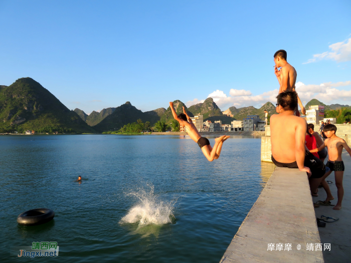 夕阳下的龙潭好泳者——让我飞一会 - 靖西网