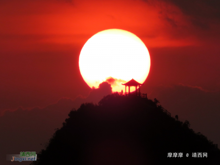 又大又圆，赤朱丹耀，凤凰山日落美景。 - 靖西网