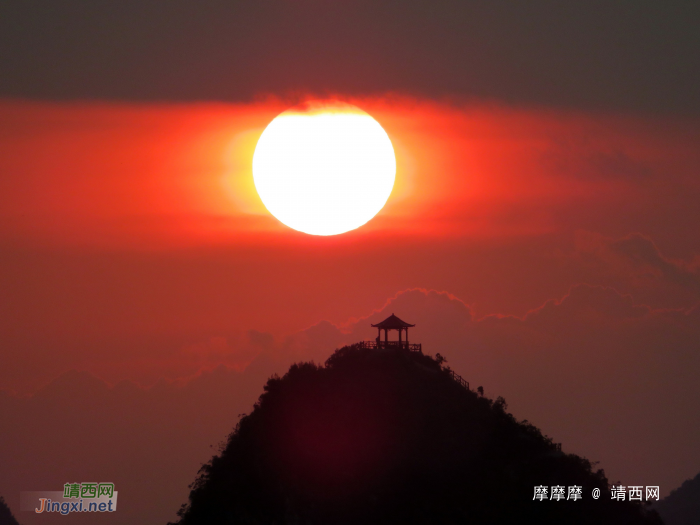 又大又圆，赤朱丹耀，凤凰山日落美景。 - 靖西网