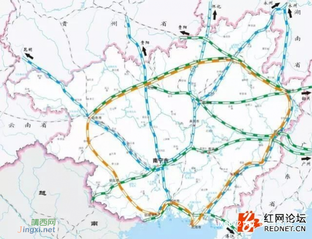 《中长期铁路网规划（2016-2025）》广西部分摘要，靖西属西南沿边铁路线 - 靖西网 - 第2页