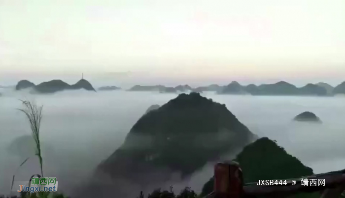 靖西晨景雾山环绕，云海气势磅礴，观者惊叹不己，此生难忘 - 靖西网