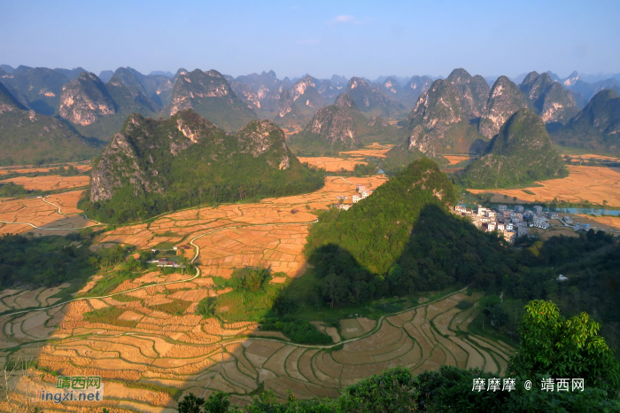 青山绿水依然美丽，靖西市大兴村秋收后的景色。 - 靖西网