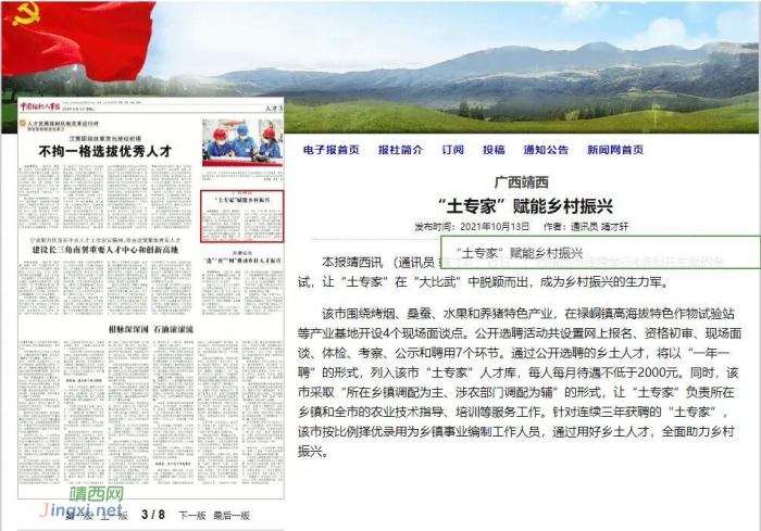 中国组织人事报点赞靖西“土专家”赋能乡村振兴 - 靖西网