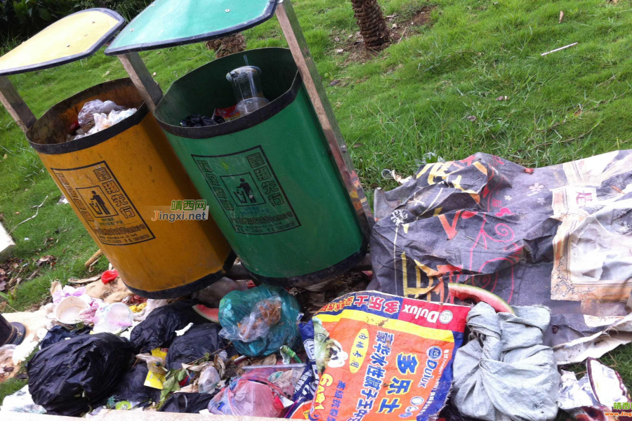 【网友吐槽】湿地公园垃圾桶旁边堆积如山 - 靖西市·靖西网
