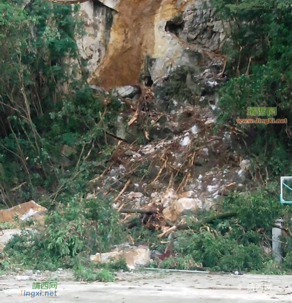 台风引起金山滑坡，二中围墙遭破坏，球场被封 - 靖西市·靖西网