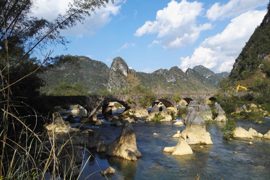 双桥流水，乱石小滩，靖西市岳圩镇下皿风景。 - 靖西市·靖西网