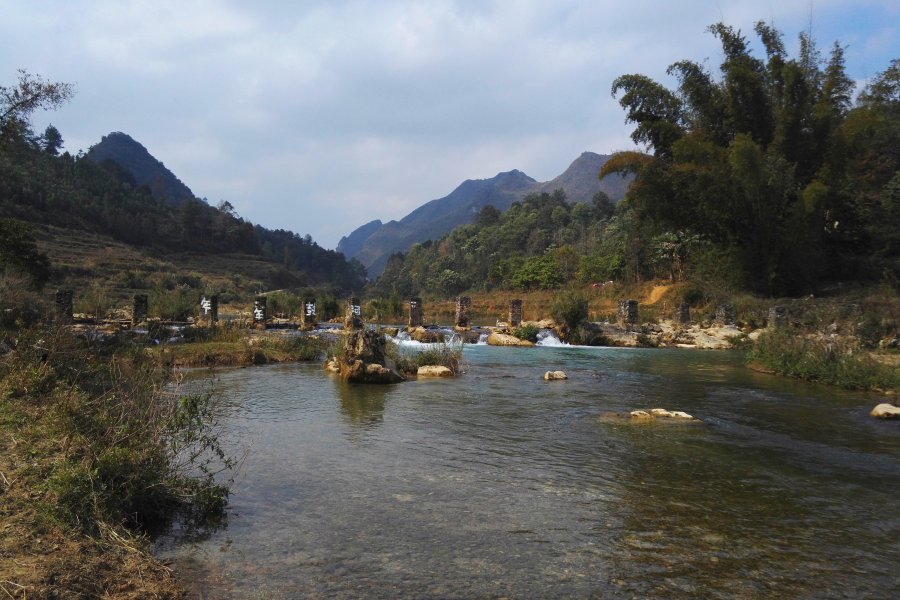 岸边多翠竹，河中有乱石，靖西壬庄乡史典村风光。 - 靖西市·靖西网