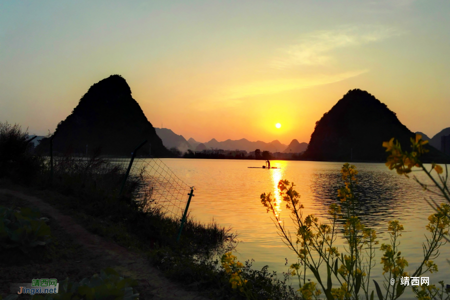 夕阳西下，靖西龙潭湖景色。 - 靖西市·靖西网