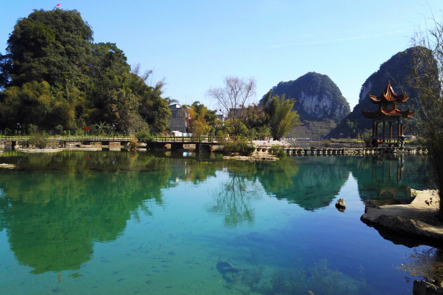 鹅泉全天风景欣赏。早上拍到下午，靖西鹅泉风光。 - 靖西市·靖西网