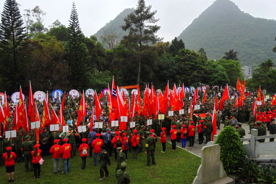 2016年春，广东籍中越战争参战老兵来靖西烈士陵园拜祭英烈。 - 靖西市·靖西网