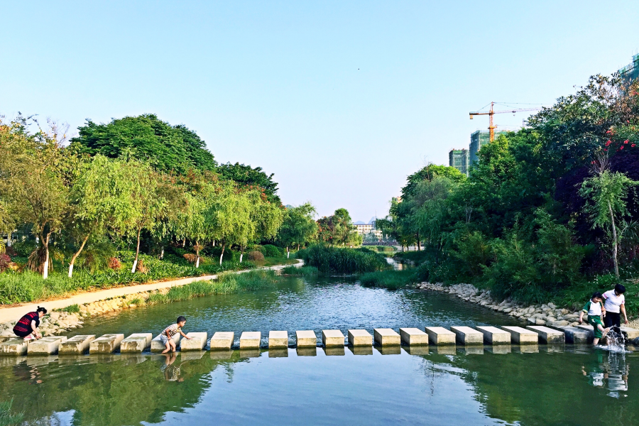 斜阳下的龙潭河风光：流水清清悄然去，夏木荫荫正可人。 - 靖西市·靖西网