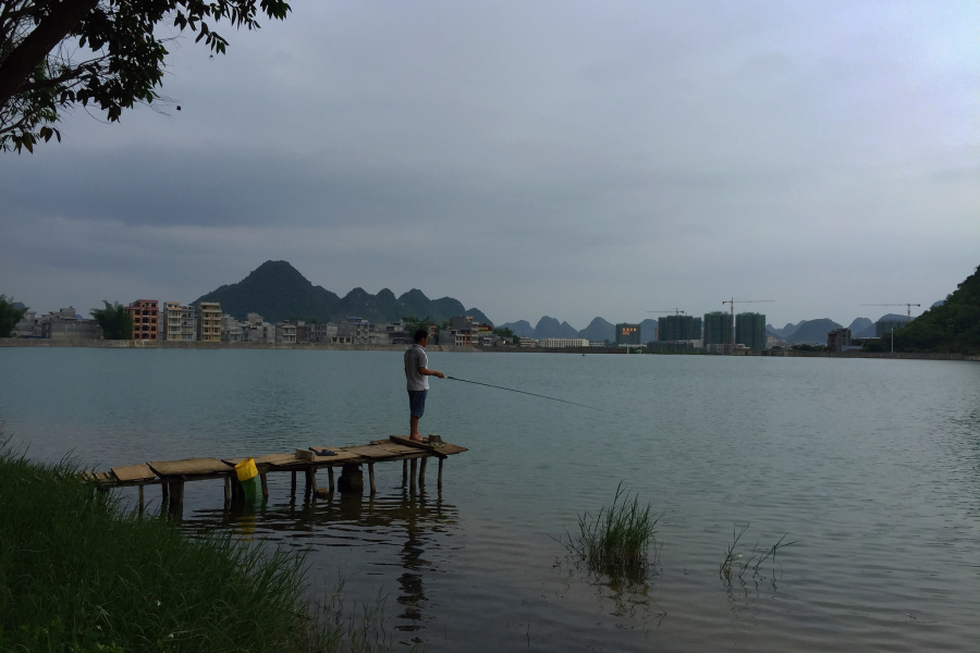 龙潭渔趣：耳听树梢鸣夕鸟，目盯浮标钓暮魚。 - 靖西市·靖西网