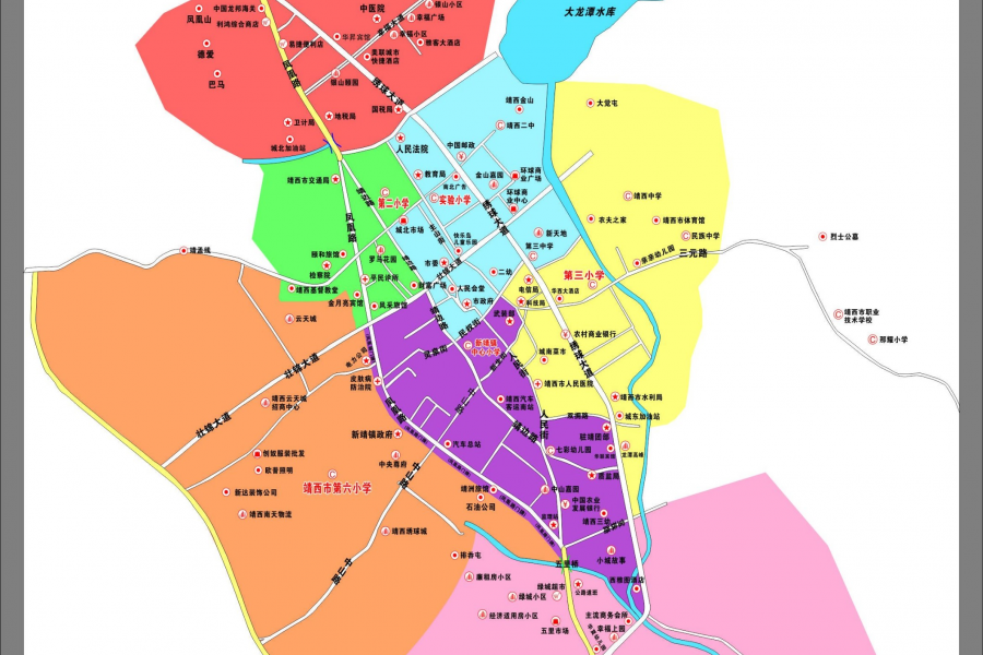 靖西市2017年城区小学区域划分图 - 靖西市·靖西网