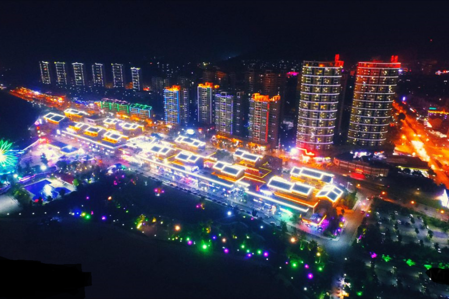 流光溢彩的右江两岸2018国庆夜景俯视视角。 - 靖西市·靖西网