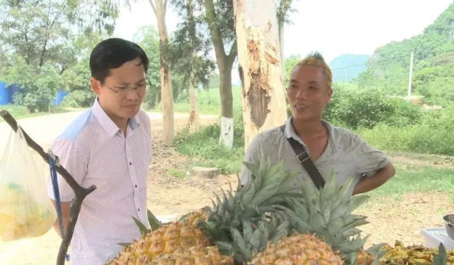 街头惊现网红菠萝头，他剪个菠萝头卖菠萝“红”了 - 靖西市·靖西网