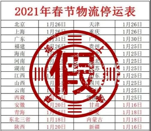 2021年春运取消？全国物流1月7日前停运？是非真假要明辨呀！ - 靖西市·靖西网