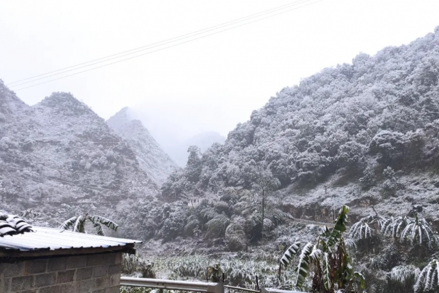 靖西下雪了，百色最低0下4度！路面冰滑，小心驾驶 - 靖西市·靖西网